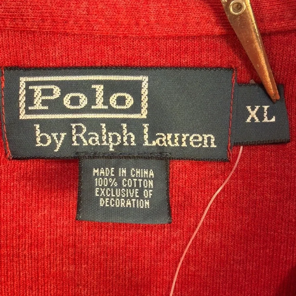 Polo Ralph Lauren Pullover Mens XL Quarter-Zip Red Cotton Ribbed Logo NEW